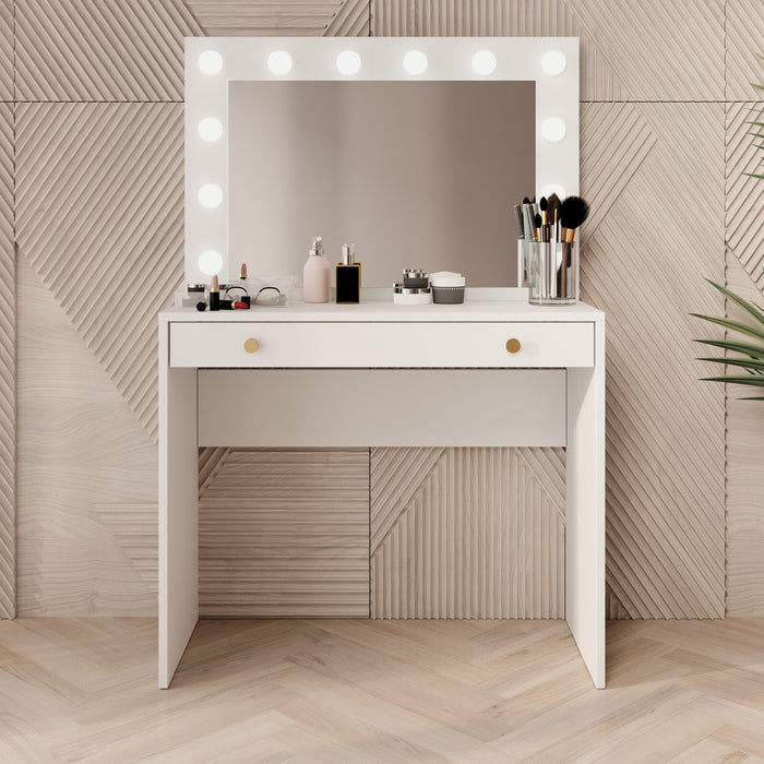 Meubella - Kaptafel Rumble 2 - Wit - 90 cm - Met spiegel