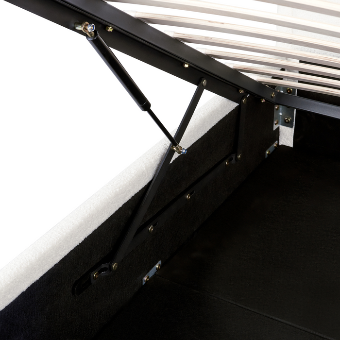 Beliani-MONTLAUR-Bed met opbergruimte-Wit-180 x 200 cm-Bouclé