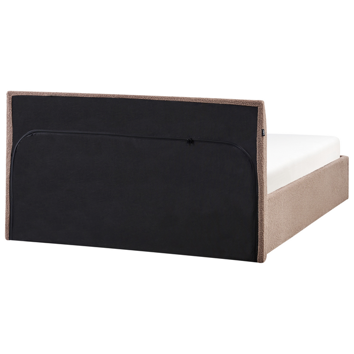 Beliani - ORBEY - Bed met opbergruimte - Bruin - 140 x 200 cm - Bouclé