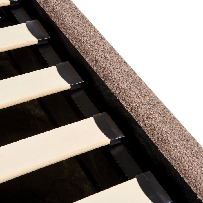 Beliani - ORBEY - Bed met opbergruimte - Bruin - 140 x 200 cm - Bouclé