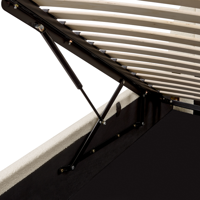 Beliani-CHADENET-Tweepersoonsbed-Gebroken wit-160 x 200 cm-Bouclé