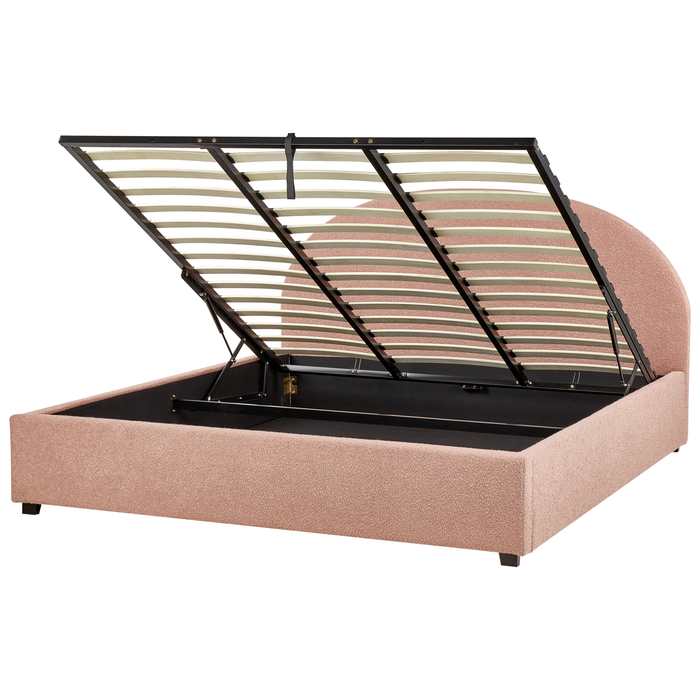 Beliani-VAUCLUSE -Tweepersoonsbed-Pastelroze-180 x 200 cm-Polyester