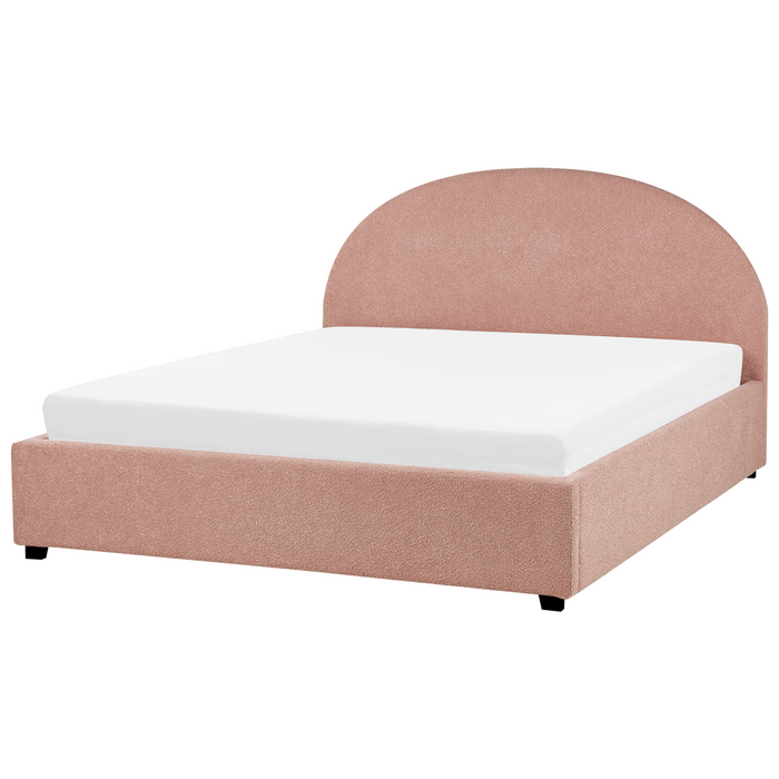 Beliani-VAUCLUSE -Tweepersoonsbed-Pastelroze-180 x 200 cm-Polyester