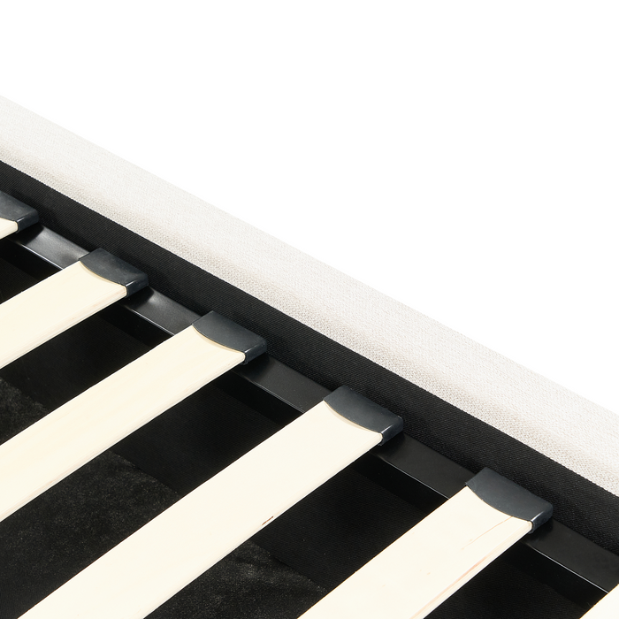 Beliani-VAUCLUSE-Bed met opbergruimte-Lichtbeige-180x200 cm-Polyester