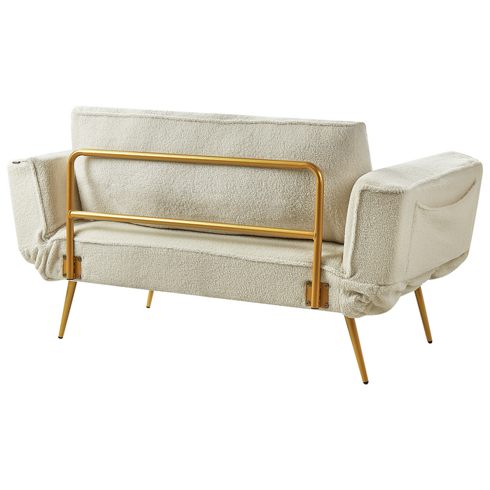 Beliani - SAARELA - Slaapbank - Gebroken wit - Bouclé