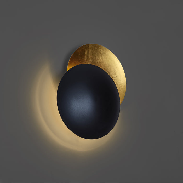 QAZQA Moderne wandlamp zwart met goud 34.5cm 2-lichts - Sunrise