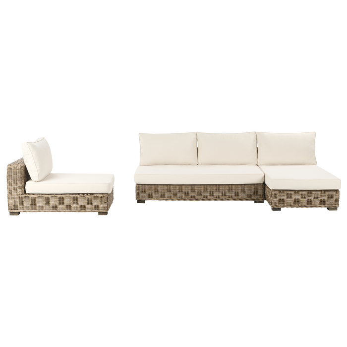 Beliani-VARALLO-Loungeset 4-zits-Gebroken wit-Linkszijdig-Rotan