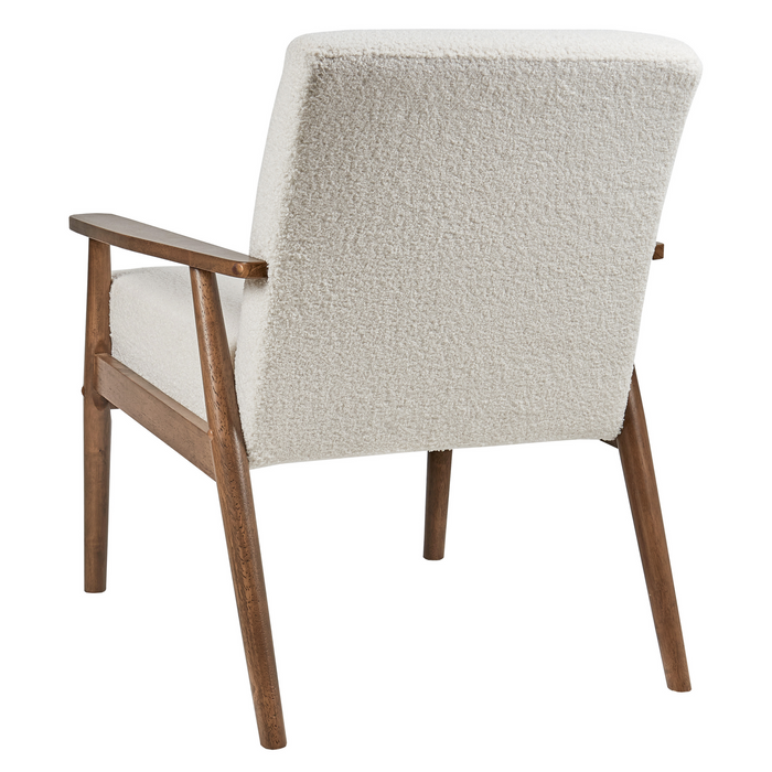 Beliani - ESRUM - Fauteuil - Gebroken wit - Bouclé|Donker hout