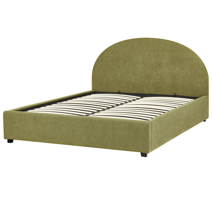 Beliani-VAUCLUSE-Bed met opbergruimte-Lichtgroen-160 x 200 cm-Bouclé