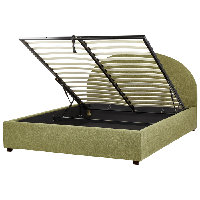 Beliani-VAUCLUSE-Bed met opbergruimte-Lichtgroen-160 x 200 cm-Bouclé