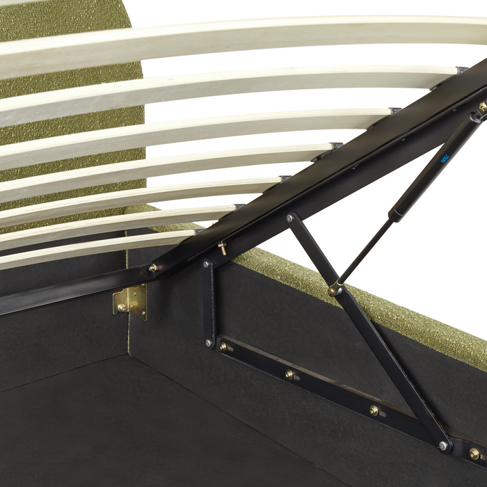 Beliani-VAUCLUSE-Bed met opbergruimte-Lichtgroen-160 x 200 cm-Bouclé