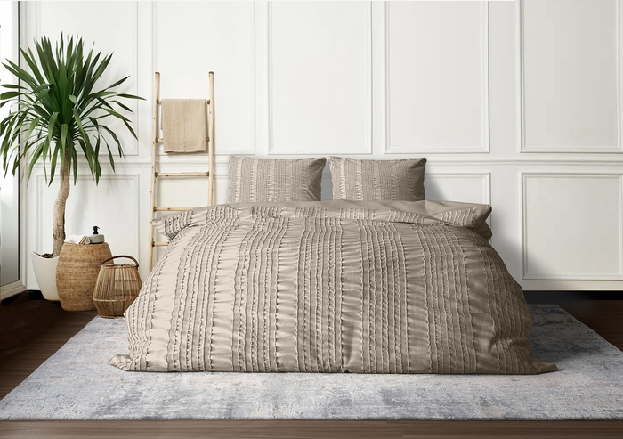 Eleganzzz Dekbedovertrek Micropercal Pure Stitches - soft sand