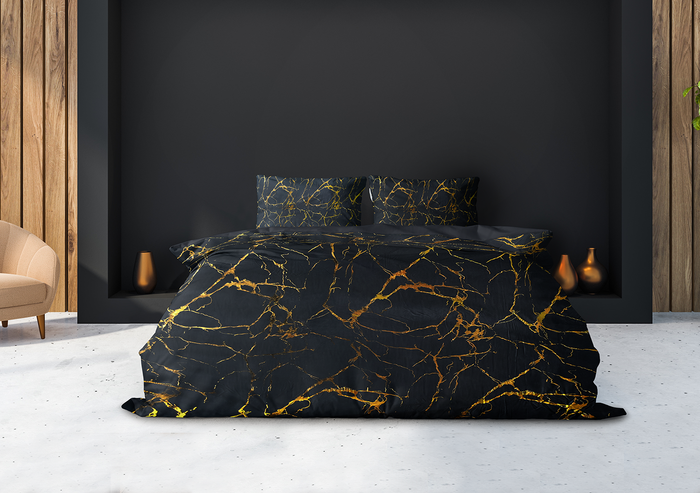 Eleganzzz Dekbedovertrek Micropercal Strike of Gold - stone grey