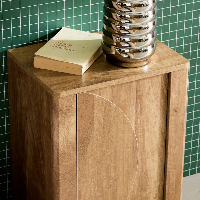 sweeek - Nachtkastje effect mangohout 1 omkeerbare deur (set van 2)