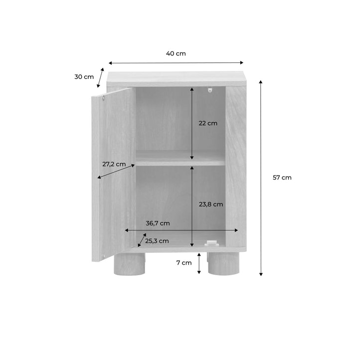 sweeek - Nachtkastje effect mangohout 1 omkeerbare deur (set van 2)