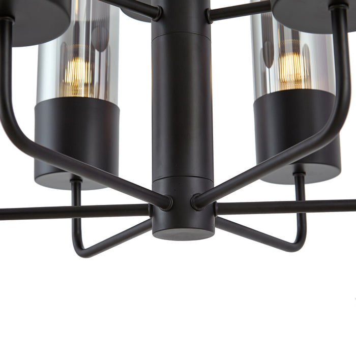 QAZQA Moderne kroonluchter zwart met smoke glas 9-lichts - Laura