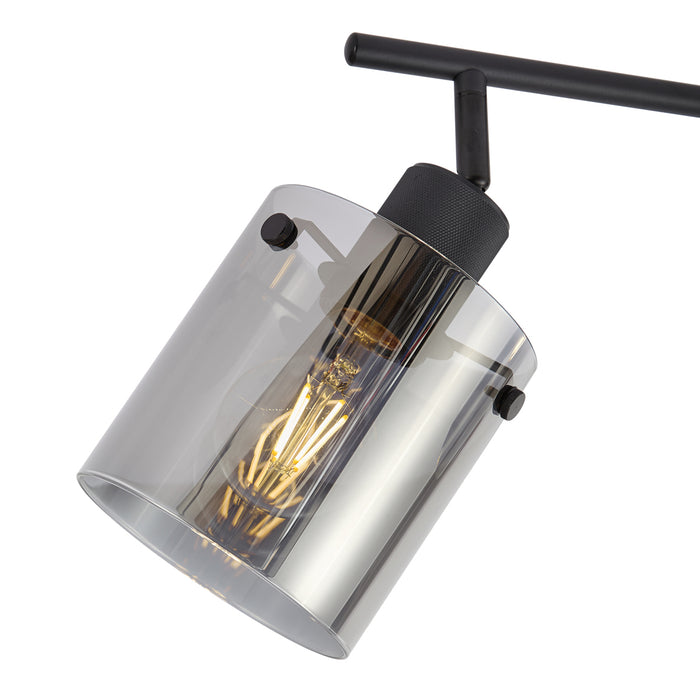 QAZQA Design plafondspot zwart met smoke glas 4-lichts - Domo