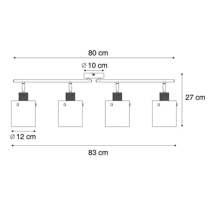 QAZQA Design plafondspot zwart met smoke glas 4-lichts - Domo