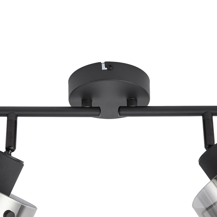 QAZQA Design plafondspot zwart met smoke glas 4-lichts - Domo