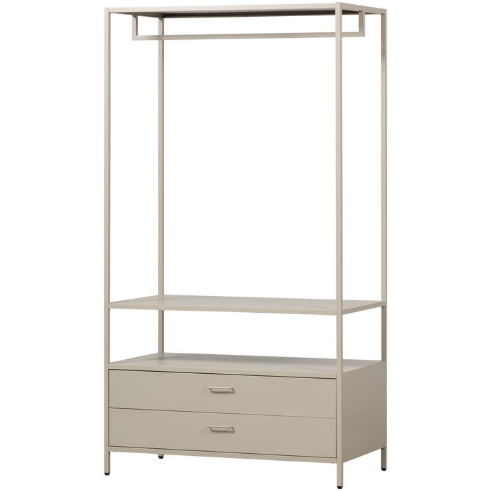 WOOOD Ferris Open Kledingkast 100 cm - Metaal - Zand - 185x100x54