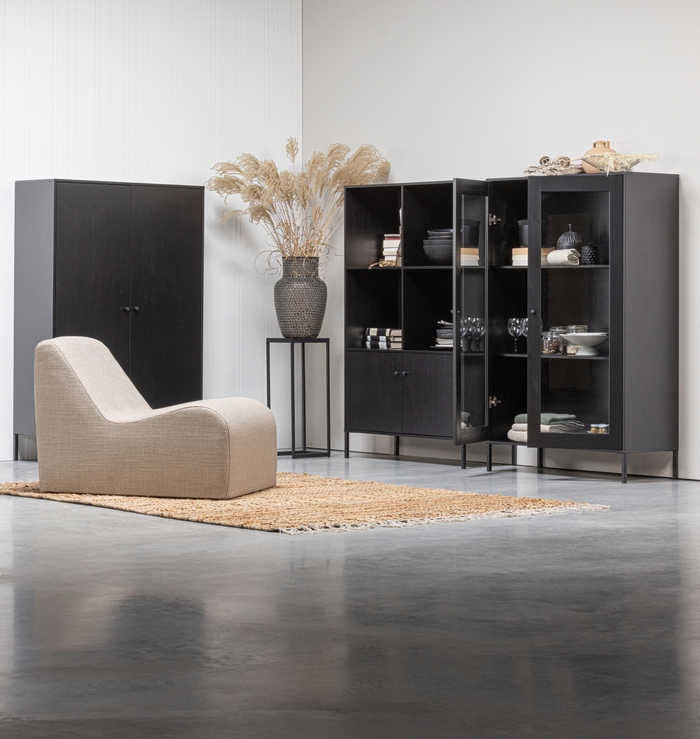 WOOOD Xam Open Kast - Grenen - Zwart - 155x107x39