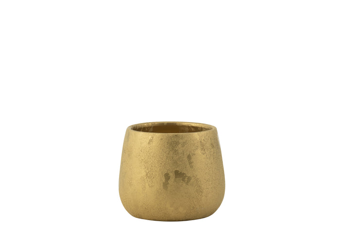 J-Line bloempot Rond - keramiek - goud - small - Ø 17 cm