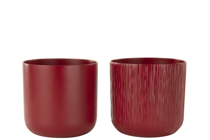 J-Line bloempot Gen - keramiek - rood - extra large - 2 stuk