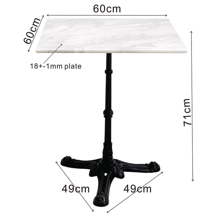 Eettafel Bistrot vierkant 60x60cm wit marmer Kare Design