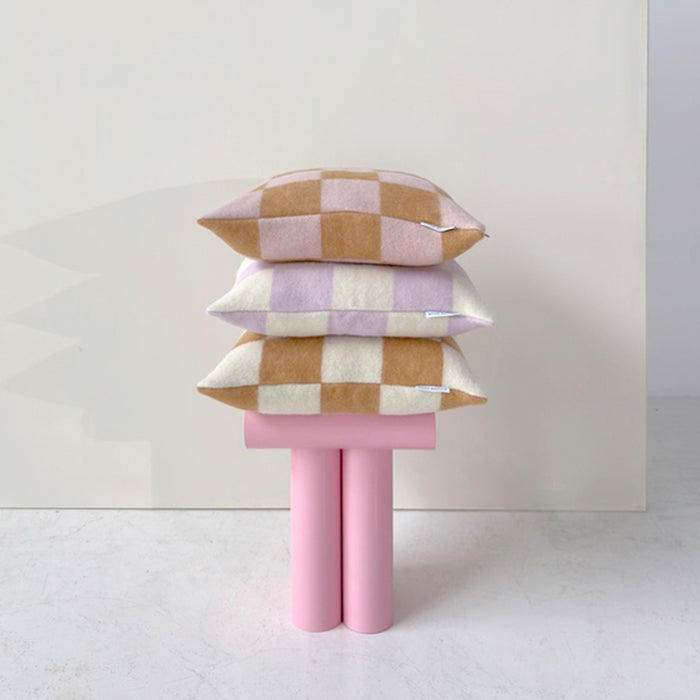 Maison Deux Checkerboard Kussenhoes - Terra / Wit