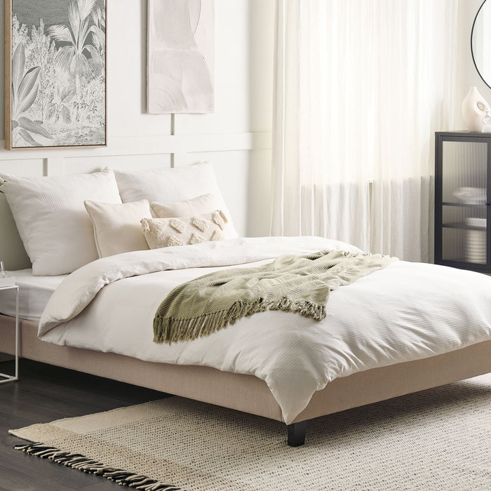 Beliani - ROANNE - Tweepersoonsbed - Beige - 160 x 200 cm - Polyester