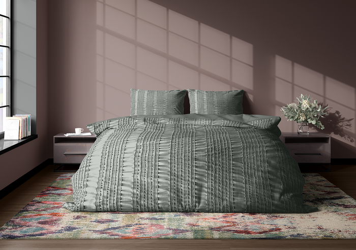 Eleganzzz Dekbedovertrek Micropercal Pure Stitches - soft green