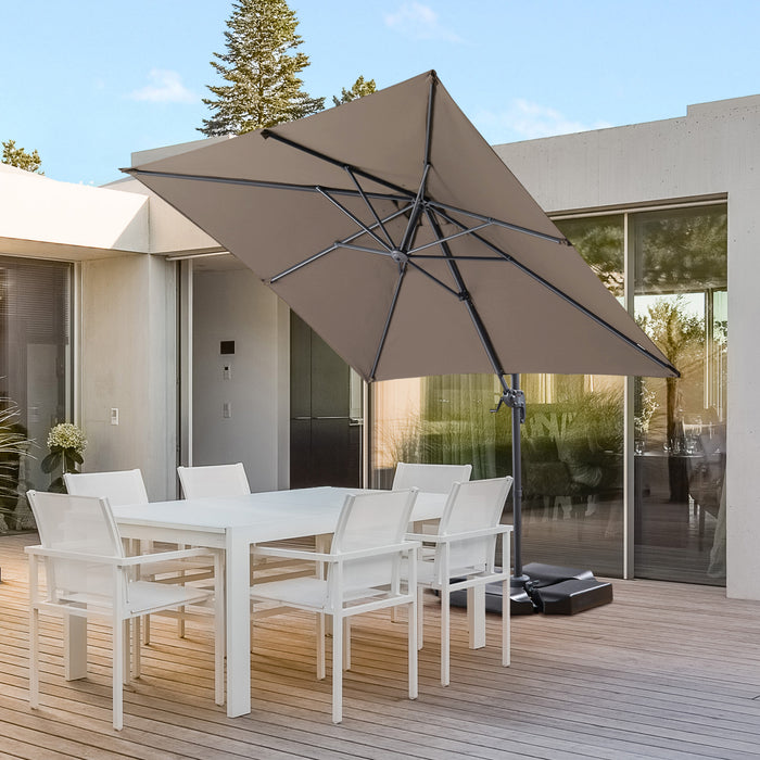 ACAZA Zweefparasol - Zweefparasols - Zweefparasol vierkant - 250x250 cm - Vierkant Zeil - Sterke Zweef Parasol - Taupe