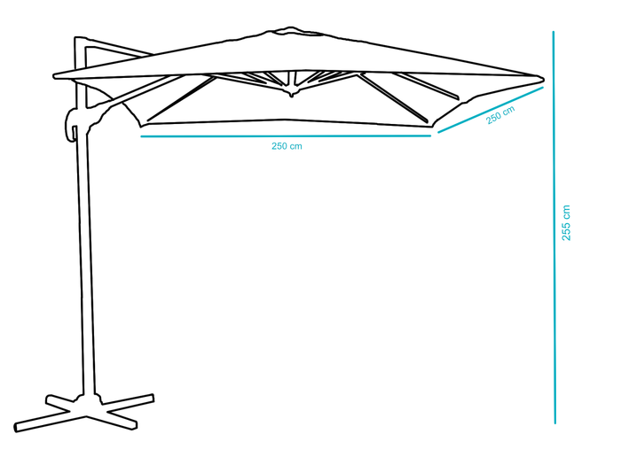 ACAZA Zweefparasol - Zweefparasols - Zweefparasol vierkant - 250x250 cm - Vierkant Zeil - Sterke Zweef Parasol - Taupe