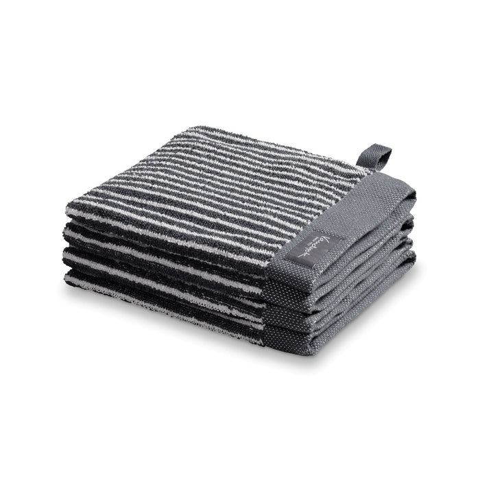 Washand Home Petit Ligne Off Black | Zwart | Grijs | Katoen