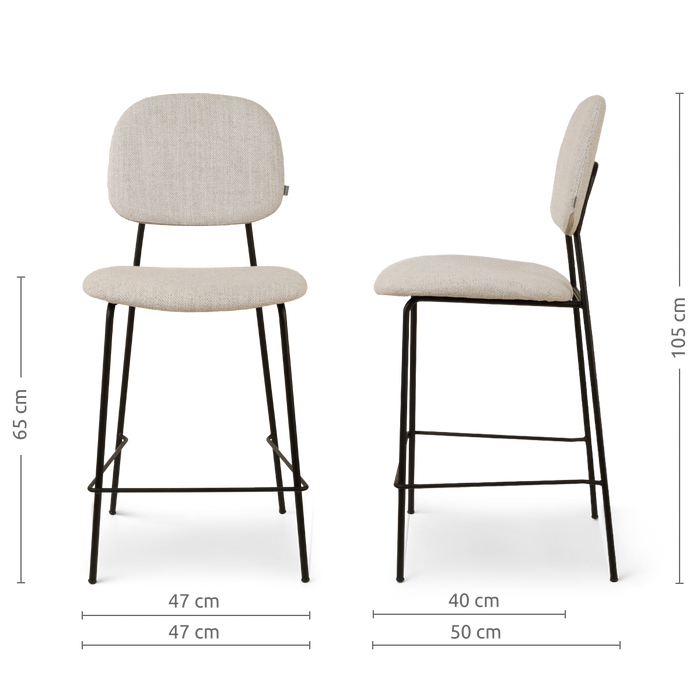 Nolon Jasmijn Barkruk Beige Melange - Zwart - 65 cm