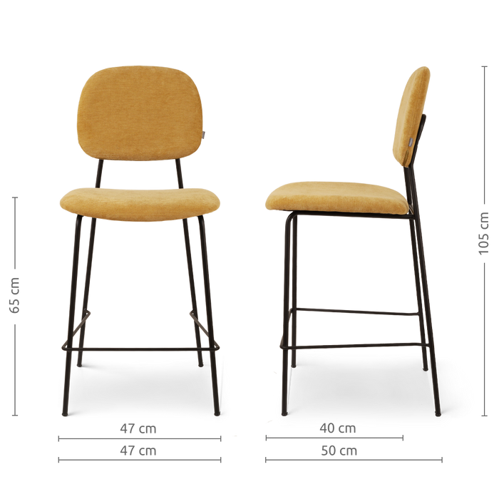 Nolon Jasmijn Barkruk Warm Oker - Zwart - 65 cm