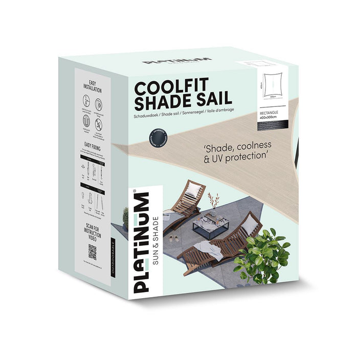 Platinum Coolfit Shade sail Rectangle 400 x 300 - Sand - Met