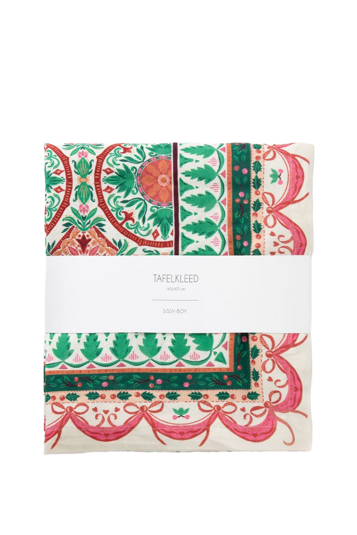 Sissy-Boy Wit tafelkleed met kerst print (160 x 300 cm)