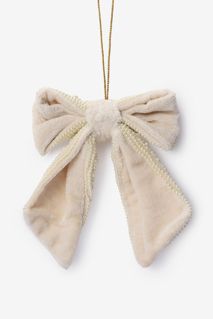 Sissy-Boy Witte strik kersthanger met parels