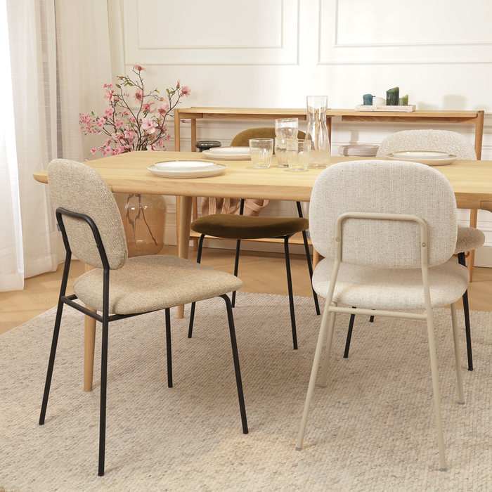 Nolon Jasmijn Eetkamerstoel Beige Melange - Zwart