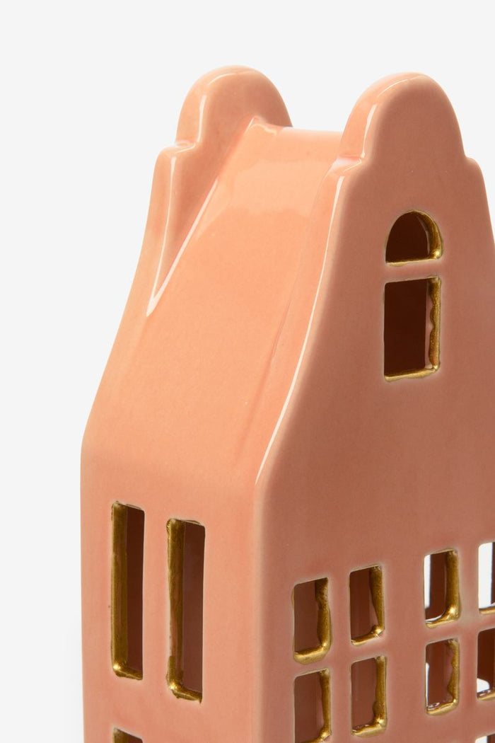 Sissy-Boy Lichtroze waxinelichthouder huisje met klokgevel