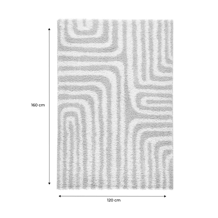 sweeek - Shaggy vloerkleed met geometrisch patroon beige