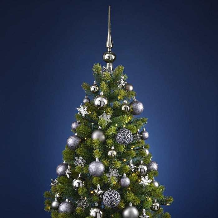 SVJ Kerstballen 3|4|6 cm - 12x36x23 cm - Kunststof - Grijs - Set van 111