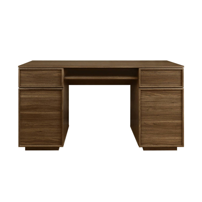 sweeek - Bureau houteffect bureau 2 deuren 2 laden 1 nis 140cm