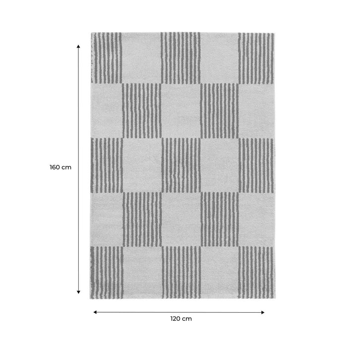 sweeek - Binnen tapijt geel en wit dambordpatroon
