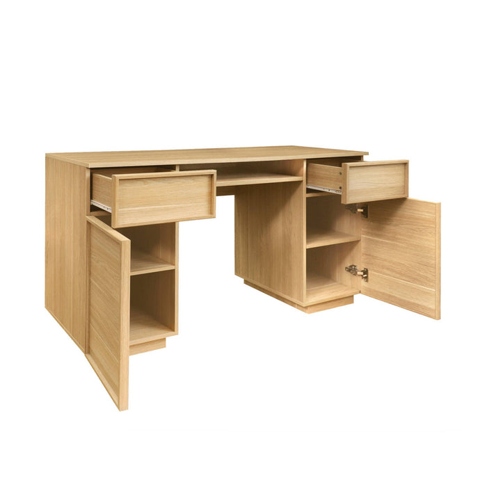 sweeek - Bureau houteffect bureau 2 deuren 2 laden 1 nis 140cm