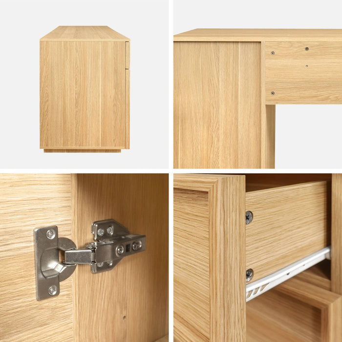 sweeek - Bureau houteffect bureau 2 deuren 2 laden 1 nis 140cm