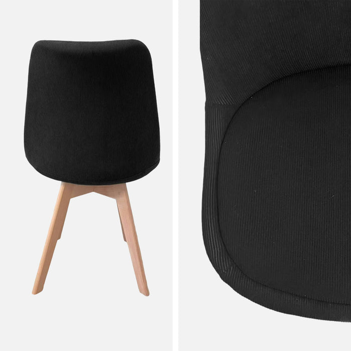 sweeek - Corduroy Scandinavische stoelen met beukenhouten poten (set