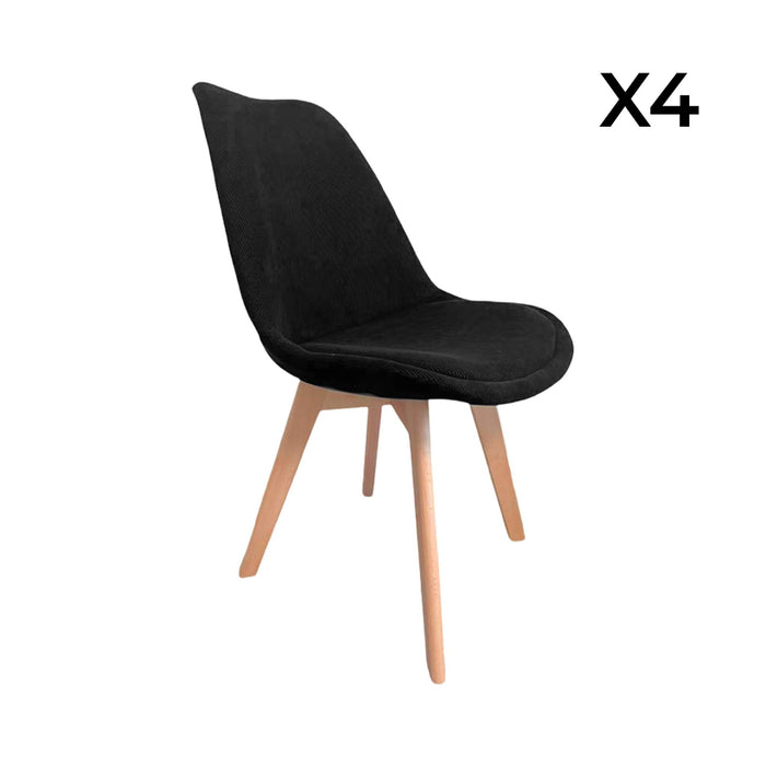 sweeek - Corduroy Scandinavische stoelen met beukenhouten poten (set