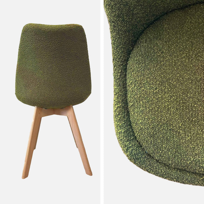 sweeek - Getextureerde bouclé Scandinavische stoelen met beukenhouten